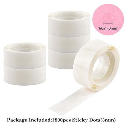 Briartw 1800 Pcs 1/8in Clear Mini Glue Point Dots, 6 Roll Double Sided - Image 2