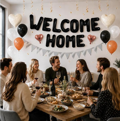 TONIFUL 16Inch Black Welcome Home Balloons Banner, Housewarming Party Decor | - Image 4