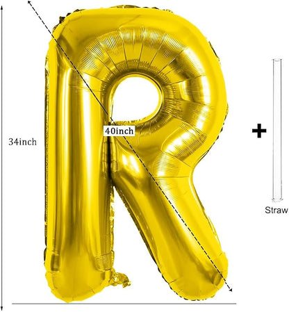 Gold Letter Balloons 40 Inch Large Letter R Balloon Aluminum | Foil Mylar Big - Image 2