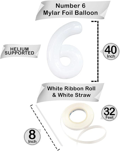 KatchOn White Number 6 Balloon 40 Inch | 6th Birthday balloon - Image 4