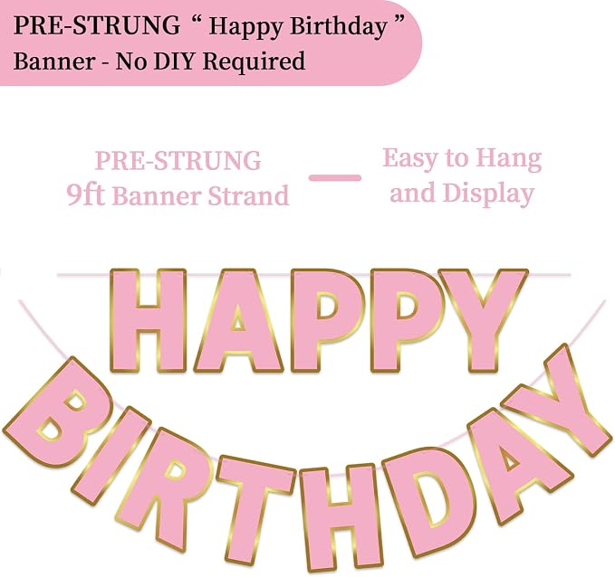Happy Birthday Banner - 9ft Pre-Strung Happy Birthday Sign - Image 2