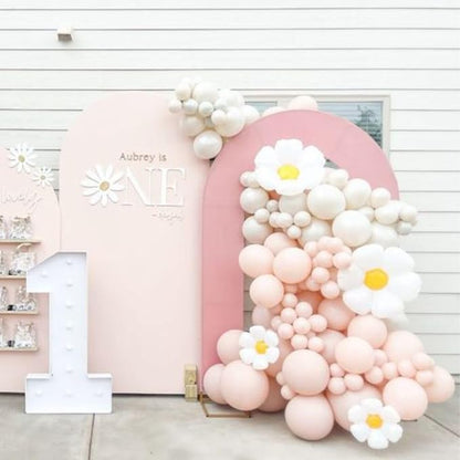 Daisy Balloon Garland Arch Kit, Macaron Pastel Pink Sand White Boho Groovy Party - Image 5