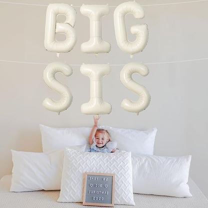 40 Inch Cream BIG SIS Balloons, Large Beige Neutral Big Sis Balloon Letters Sign - Image 5