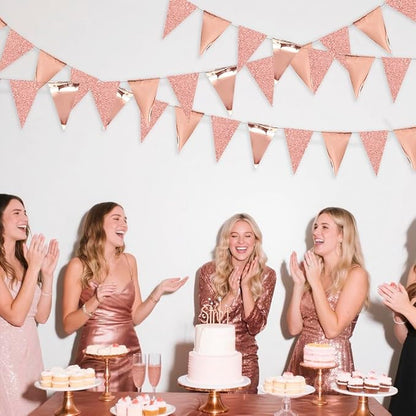 30Ft Rose Gold Party Decoration Rose Pink Triangle Pennant Banner Blush Pink - Image 5