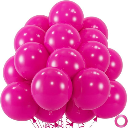 50pcs Hot Pink Balloons, Helium Quality 12inch Bright Pink Latex Balloons | by ZizasAry