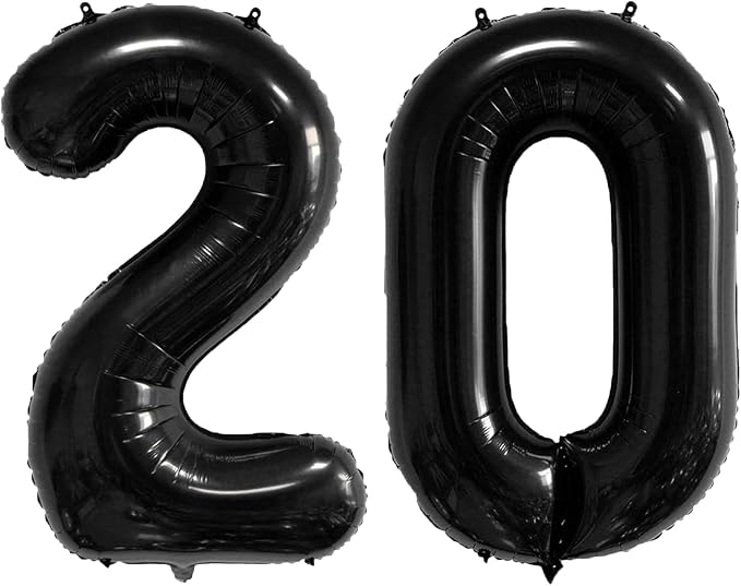 40 Inch Number Balloons 20 Black Big Giant Jumbo Number Foil Mylar Balloons - Image 3