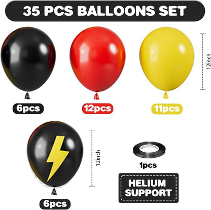 Red Yellow and Black Balloons, 12 Inch Lightning Print Balloons - Image 2
