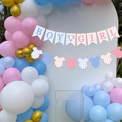 Gingham Boy Or Girl Baby Banner Plaid Welcome Baby Shower Sign Decoration - Image 5