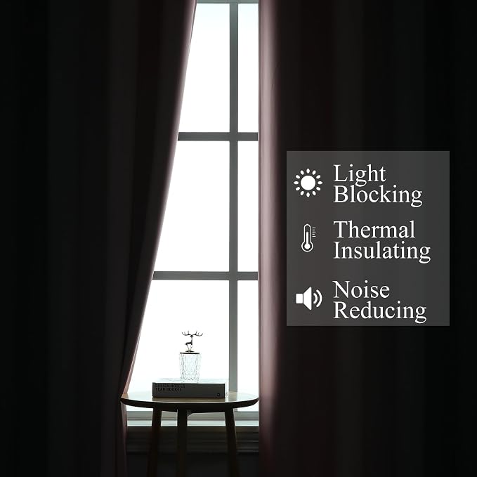 Pink and Grey Blackout Curtains 54 inches Long, Ombre Full Room Darkening - Image 3