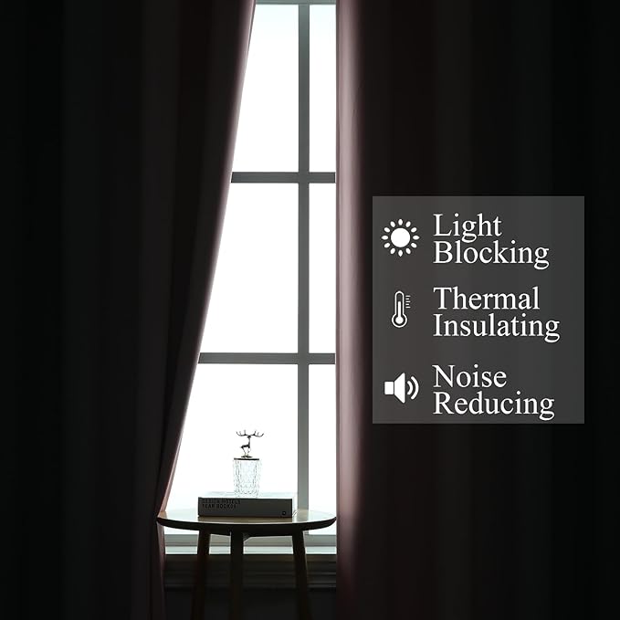 Grey and Pink Ombre Short Blackout Curtains 36 Inch Long, Thermal Insulated - Image 3