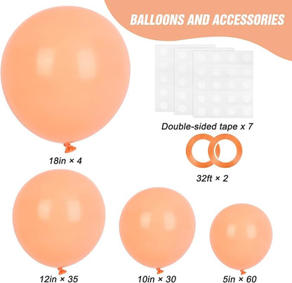 RUBFAC Peach Balloon Arch Kit Different Sizes Pastel Orange Balloons 129pcs | - Image 2