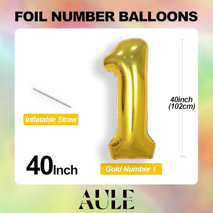 AULE 40 Inch Gold 19 Balloon Number Foil 0-9 Birthday Big Numbers | Birthday - Image 5