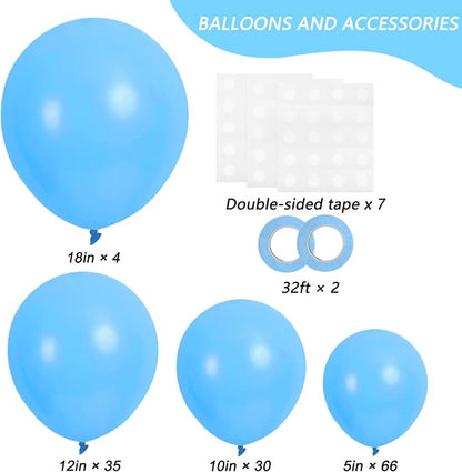 RUBFAC 135pcs Light Blue Balloons Different Sizes 18 12 10 5 Inch - Image 2
