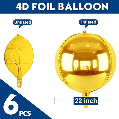 6pcs Gold Foil Balloons 22inch Round Balloons - Image 3