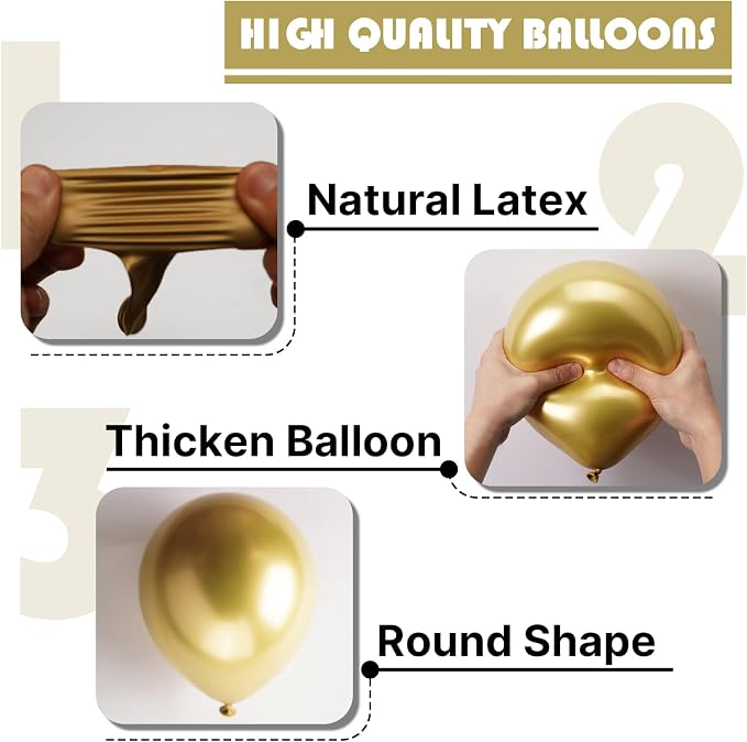 PartyWoo Metallic Gold Balloons 50pcs Chrome Gold Color 12 Inch | Balloons - Image 7