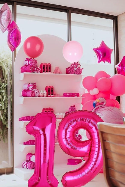 40 Inch Number Balloon Hot Pink 9 Set Cowgirl Pink 9th Birthday Decor 9 Pcs | - Image 4