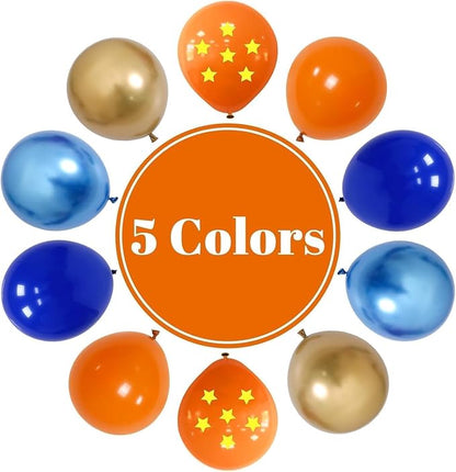 Orange Blue Balloons, 12 Inch Royal Blue and Matt Orange Metallic Gold Latex - Image 8
