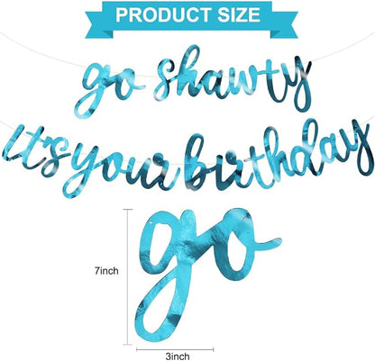 BEISHIDA Double-sided Lake Blue Go Shawty It's Your Birthday Banner Decor | - Image 2