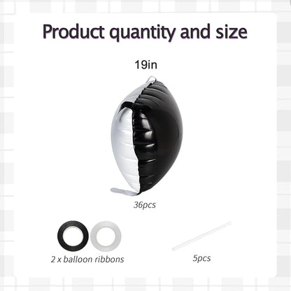 36pcs Double-Sided Black & White Checkered Foil Balloons Backdrop Wall Kit – - Image 3