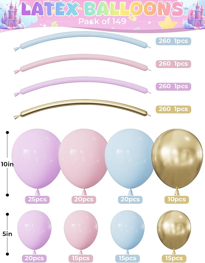 Princess Balloon Garland Arch Kit, Crown Star Foil, - Image 9