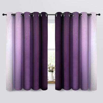 Yakamok Ombre Curtains Purple and Greyish White - Image 2