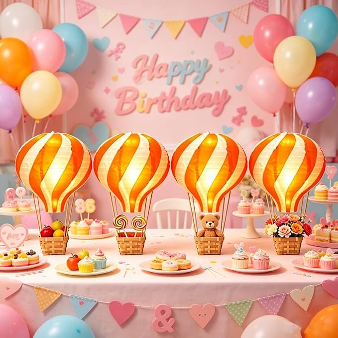 Palmhill 8 Sets 11.8" Hot Air Balloon Decorations Lanterns - Image 5