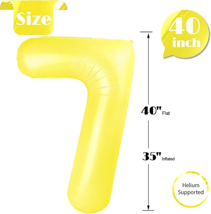 Yellow Number 7 Balloon 40 Inch, 7th Birthday Party Decorations Men Women | - Image 5