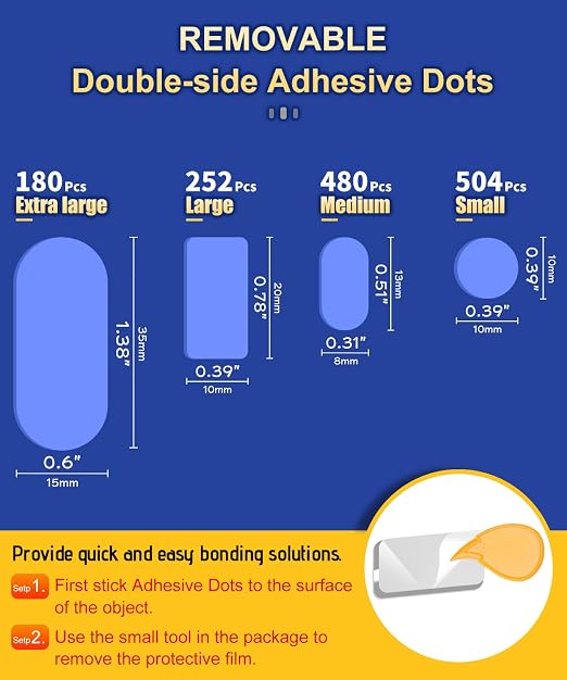 PHIXBEAR Medium Mounting Putty No Residue, Double Sided Tape Glue Adhesive Dots - Image 2