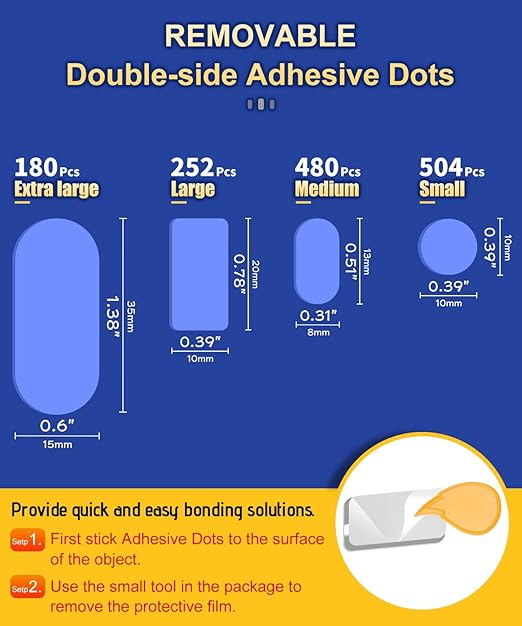 PHIXBEAR Large Mounting Putty No Residue, Double Sided Tape Glue Adhesive Dots - Image 2