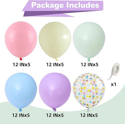 HILAVO Pastel Balloons 12 Inch Macaron Pink Blue Green Purple Yellow Pastel - Image 2