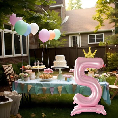 42 Inch Crown Pink Number Balloon, Number 2 Balloon - Image 4