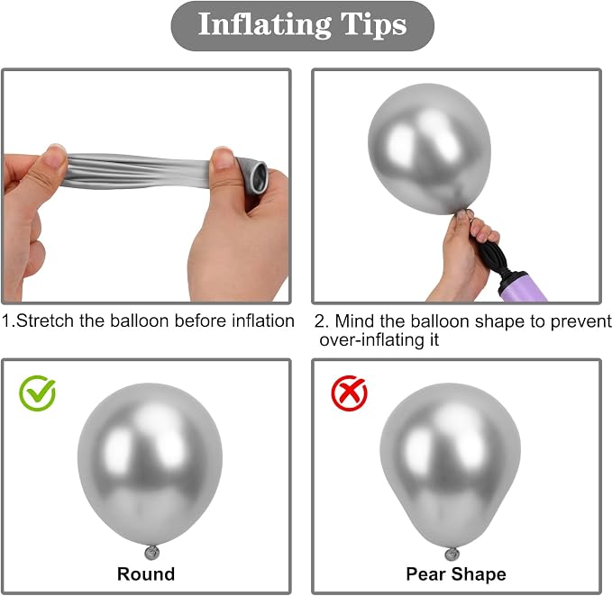 APLANET 150pcs Silver Balloons Different Sizes 18 12 10 5 Inch, Latex Balloons - Image 4