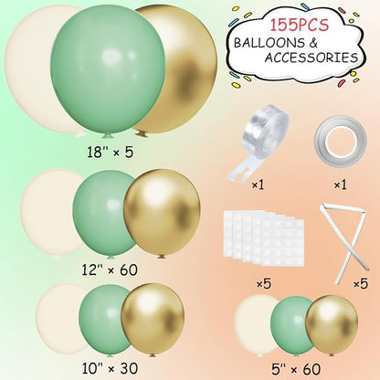 MEBAY 155Pcs Sage Green Arch Kit - Image 2