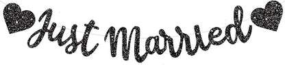 BEISHIDA Black Just Married Banner by Beishida