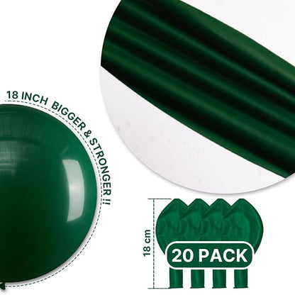 PartyWoo Dark Green Balloons 20pcs Emerald Hunter Forest Green Color | 18 Inch - Image 6