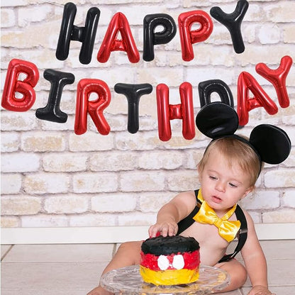 TONIFUL Black and Red Happy Birthday Balloon Banner Decor - Image 5