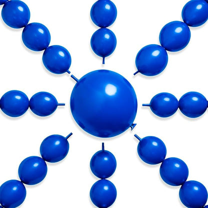 PartyWoo Royal Blue Linking Balloons 100pcs 12 Inch Dark Blue Link Balloons | by PartyWoo