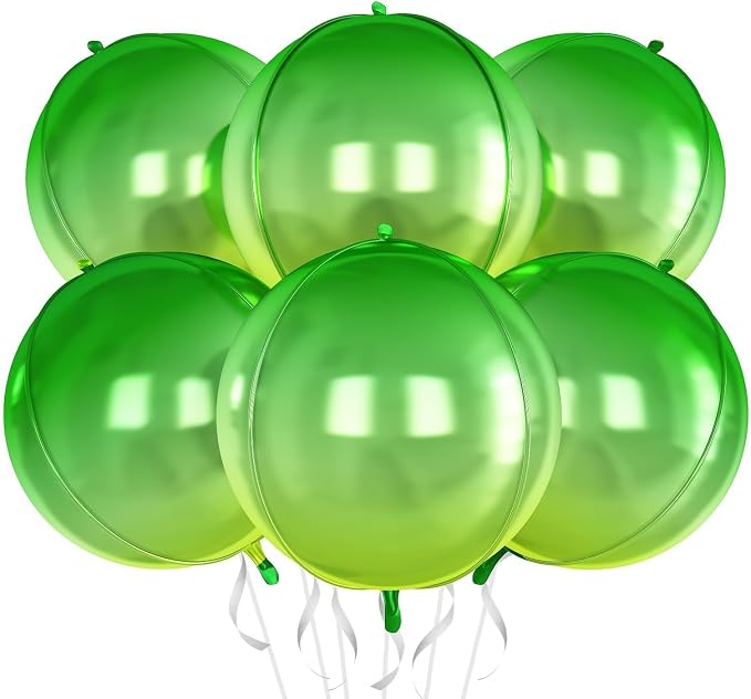 6Pcs Gradient Green Round Foil Balloons, Giant 4D Round Ball Balloon, 22 Inch by Adorely
