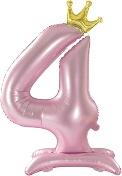 Crown Pink Number 4 Balloon by Tellpet