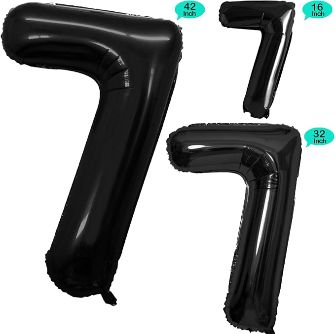 Black Foil Balloons Number 7, Huge Number Balloons - Image 2