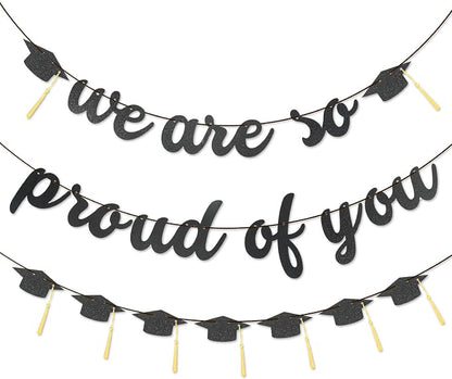 2026 Graduation Banners Party Decorations-Black Glitter We are So Proud of You by Unknown