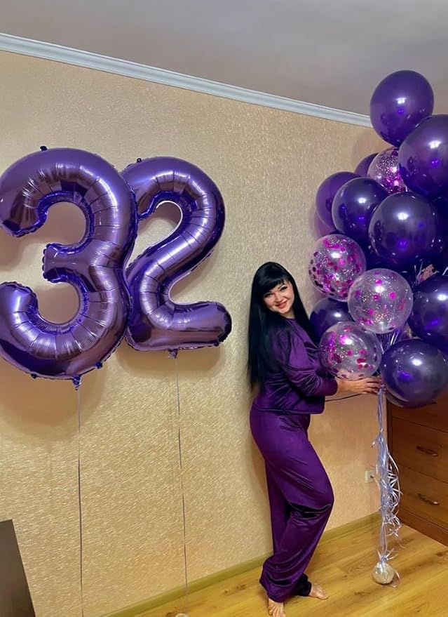 Number Balloons 3 Balloon Purple - Image 2