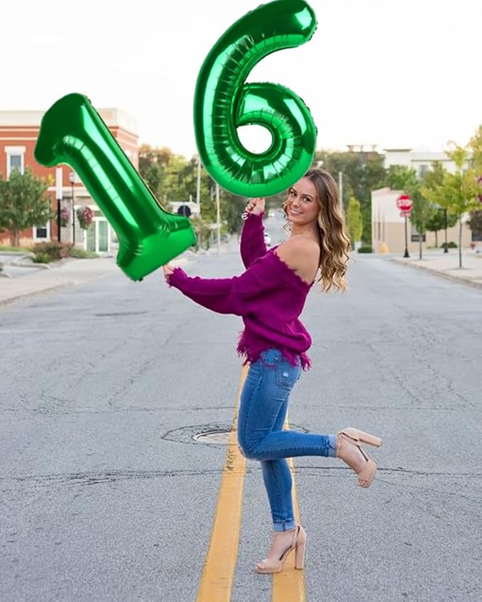 6 Balloon Numbers Party Decorations, 40In Dark Green Balloons - Image 3
