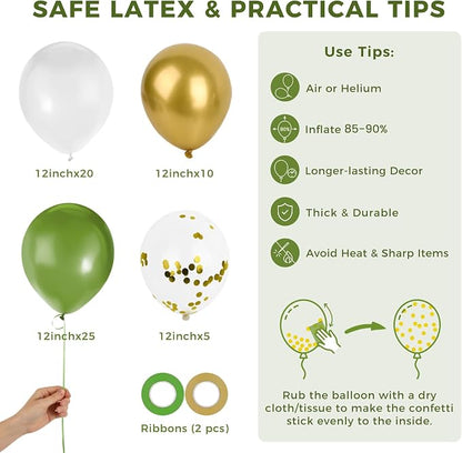LovesTown Sage Green Gold and White Balloons - Image 7