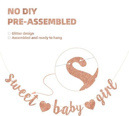 BEISHIDA Pre-Strung Glitter Rose Gold Girl Baby Banner Baby Shower Decor | NO - Image 2