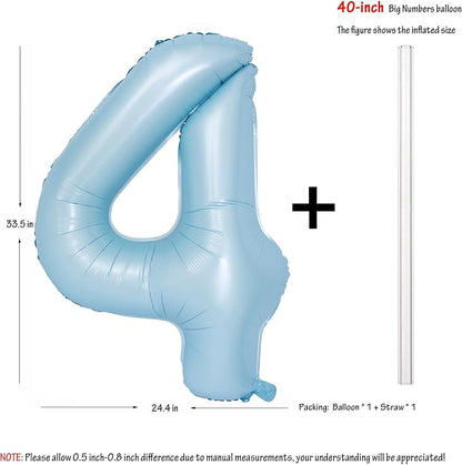 40 Inch Blue Number 4 Foil Balloon Light Blue Digital 4 Helium Balloon | - Image 2