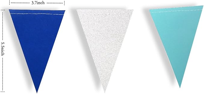 30 Ft Navy Silver Blue Party Decorations Pennant Banner Triangle Flag Royal - Image 2