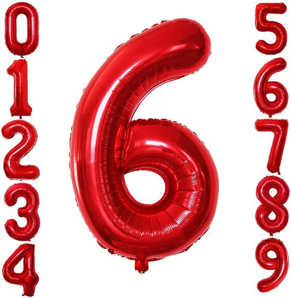 Red Foil Balloons Number 6, Huge Number Balloons by GOER