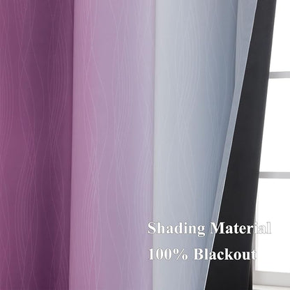 Purple and Grey Ombre Blackout Curtains 102 Inches Long - Image 5