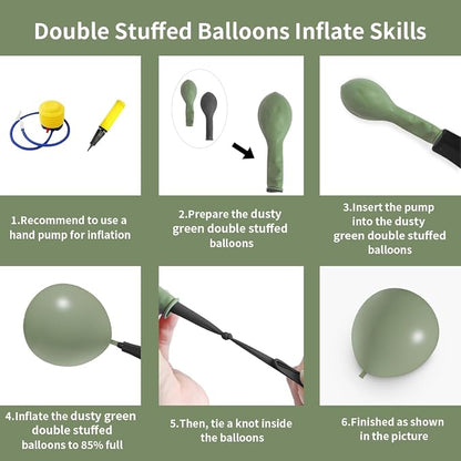 Dusty Green Double Stuffed Balloons Different Size 115Pcs 5/10/12/18" Sage - Image 4
